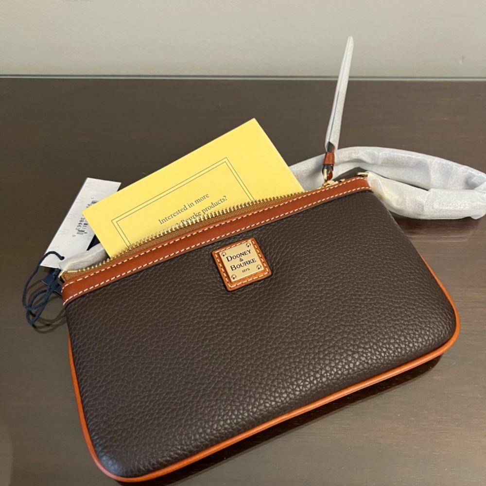 Dooney & Bourke Pebble Grain Large Slim Wristlet - Brown Tmoro